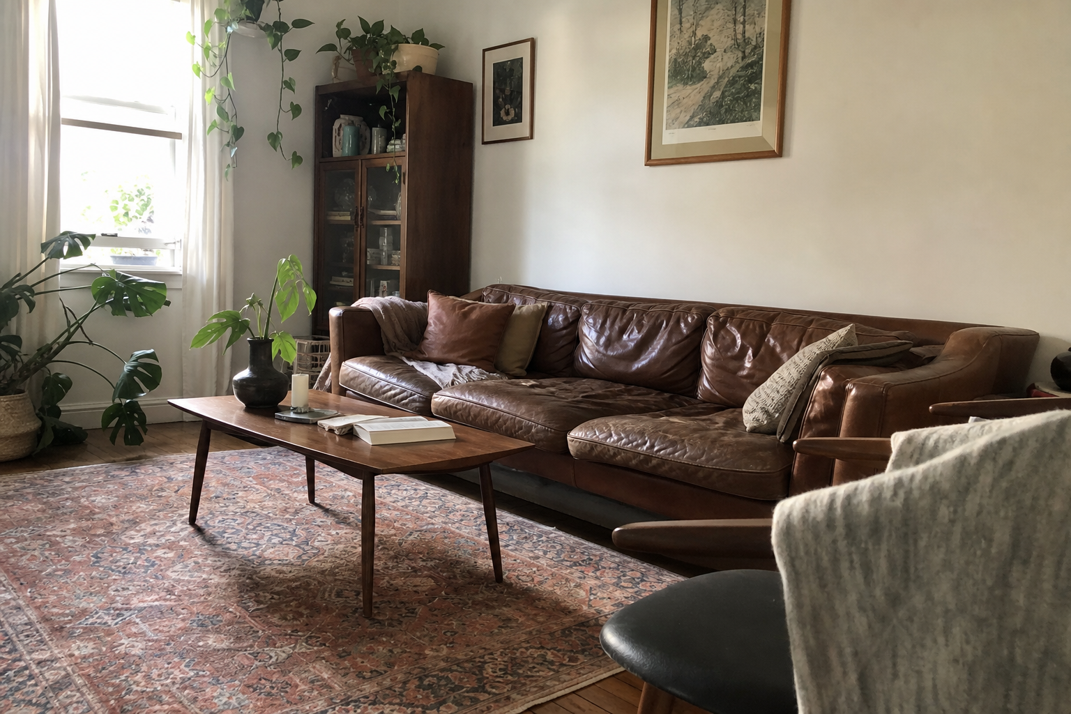A restored leather lounge in an Australian home
